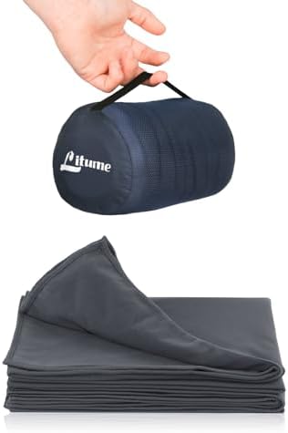 Litume Ultralight Travel Blanket and Breathable, 170 x 122 cm Soft Plane Blanket for Travellers, Foldable Camping Blanket with Pack Sack for Travel, Train, Plane, Car, Camp