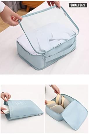 8 Piece Packing Cube Set, Travel Luggage Organiser, Storage Bags, Suitcases, Packaging, Includes Updated Toiletry Bag, Laundry Bag and Shoe Bag (Beige) (Sky Blue) - Image 6