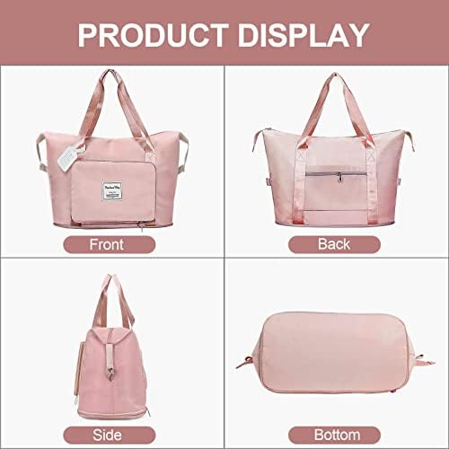 flintronic Large Travel Bag, Foldable Sports Bag, Overnight Weekend Hand Luggage for Women, Waterproof Handbag for Sports & Travel - Image 5