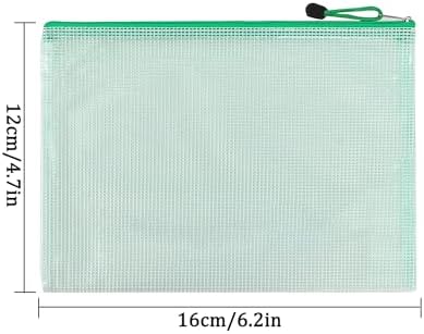 Pack of 12 A6 Document Bags, Zip Document Bags, Transparent Waterproof Mesh Bag, PVC Zip Bag for School Office Supplies, Cosmetics, Travel Accessories (Colour) - Image 2