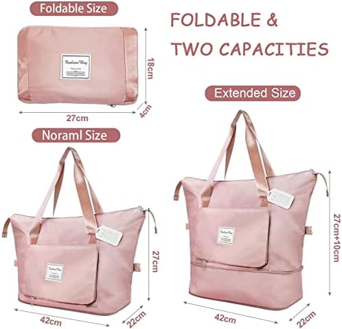 flintronic Large Travel Bag, Foldable Sports Bag, Overnight Weekend Hand Luggage for Women, Waterproof Handbag for Sports & Travel - Image 2