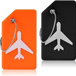 Flintronic Pack of 2 silica gel luggage tags, suitcase, luggage tag, ID label, tags with name tag, address label, suitcase tag, travel accessories