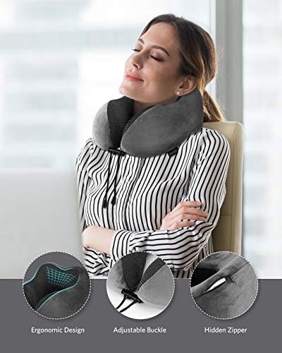 HOMIEE Neck Pillow Aeroplane Car Travel Pillow Memory Foam Comfy Ergonomic Neck Support Pillow Orthopaedic Pillow Adults - Image 4