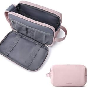BAGSMART Toiletry Bag for Men, Travel Toiletry Bag, Cosmetic Bag with Double Zip Opening, Large Storage Space, 5 L, 1 pink