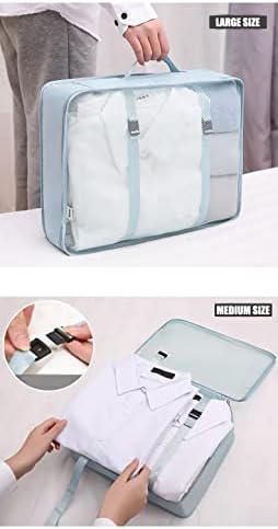 8 Piece Packing Cube Set, Travel Luggage Organiser, Storage Bags, Suitcases, Packaging, Includes Updated Toiletry Bag, Laundry Bag and Shoe Bag (Beige) (Sky Blue) - Image 5
