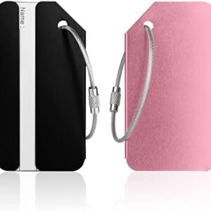 Flintronic Pack of 2 Suitcase Tags, Suitcase, Luggage Tag, ID Tag, Tags with Name Plate, Address Tag, Suitcase Travel Accessories