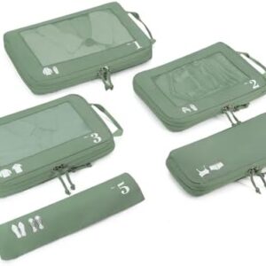 ECOHUB 5-Piece Compression Suitcase Organiser Set for Backpack Compression Packing Cubes Packing Cubes Suitcase Organiser Packing Bags Clothes Bags for Suitcases Travel Organiser (Green)