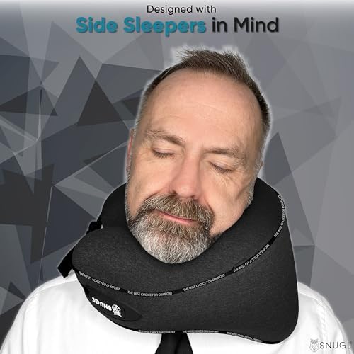 SNUGL Travel Pillow - Memory Foam Neck Pillow - Flight Pillow | Support Neck Pillow for Travel | Travel Neck Pillow for Aeroplane with Carry Bag | Flight Travel Essentials (Adults Regular, Black) - Image 9