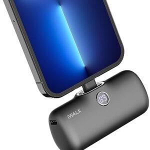 iWALK Powerbank 4800 mAh [2024 Upgraded], Quick Charge Portable Charger, Ultra Compact Petit External Battery Compatible with iPhone 14 Pro Max/14 Pro/14 Plus/14/13/12/11/XR/8/7/6s, Black
