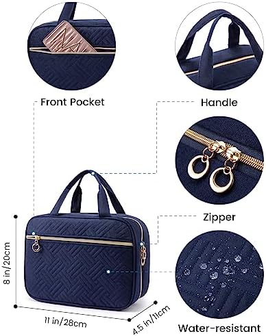 LOVEVOOK Women's Toiletry Bag, Waterproof Hanging Toiletry Bag, Foldable Wash Bag, Cosmetic Bag, Large with 360° Rotating Hooks, Dark Blue, darkblue, Women - Image 3