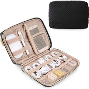 bagsmart Electronic Bag, Electronic Travel Organiser for Mobile Phone Charging Cable, Power Bank, USB Sticks, SD Cards (02Black)
