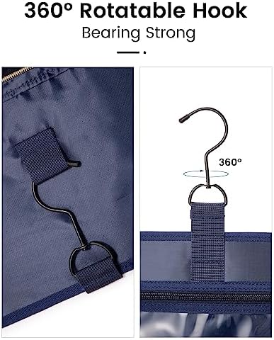 LOVEVOOK Women's Toiletry Bag, Waterproof Hanging Toiletry Bag, Foldable Wash Bag, Cosmetic Bag, Large with 360° Rotating Hooks, Dark Blue, darkblue, Women - Image 4