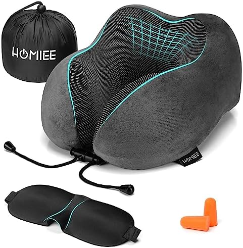 HOMIEE Neck Pillow Aeroplane Car Travel Pillow Memory Foam Comfy Ergonomic Neck Support Pillow Orthopaedic Pillow Adults