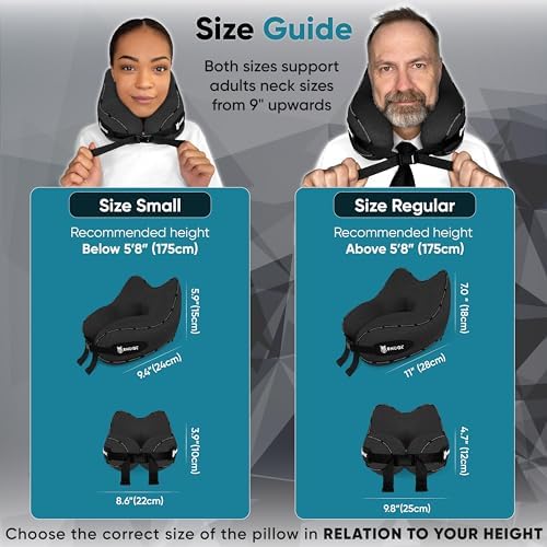 SNUGL Travel Pillow - Memory Foam Neck Pillow - Flight Pillow | Support Neck Pillow for Travel | Travel Neck Pillow for Aeroplane with Carry Bag | Flight Travel Essentials (Adults Regular, Black) - Image 6