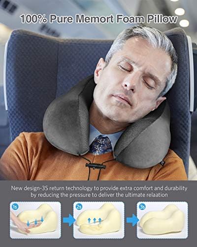 HOMIEE Neck Pillow Aeroplane Car Travel Pillow Memory Foam Comfy Ergonomic Neck Support Pillow Orthopaedic Pillow Adults - Image 2