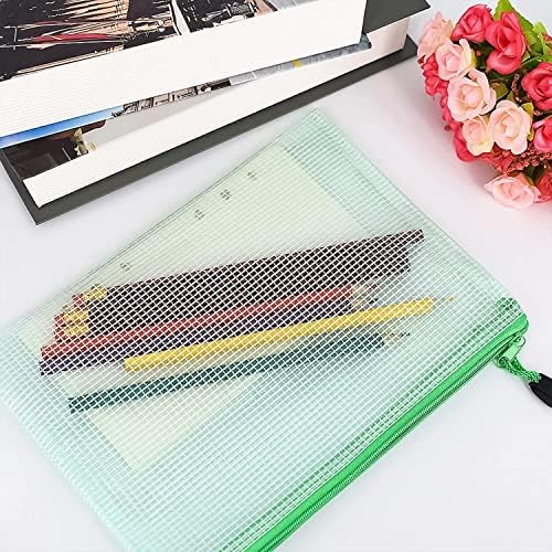 Pack of 12 A6 Document Bags, Zip Document Bags, Transparent Waterproof Mesh Bag, PVC Zip Bag for School Office Supplies, Cosmetics, Travel Accessories (Colour) - Image 7