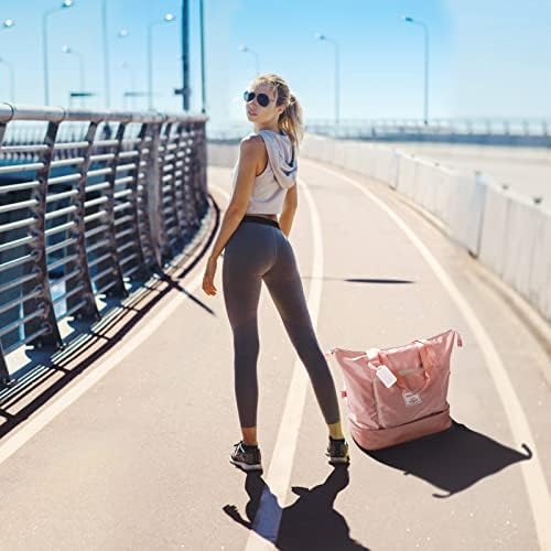 flintronic Large Travel Bag, Foldable Sports Bag, Overnight Weekend Hand Luggage for Women, Waterproof Handbag for Sports & Travel - Image 7